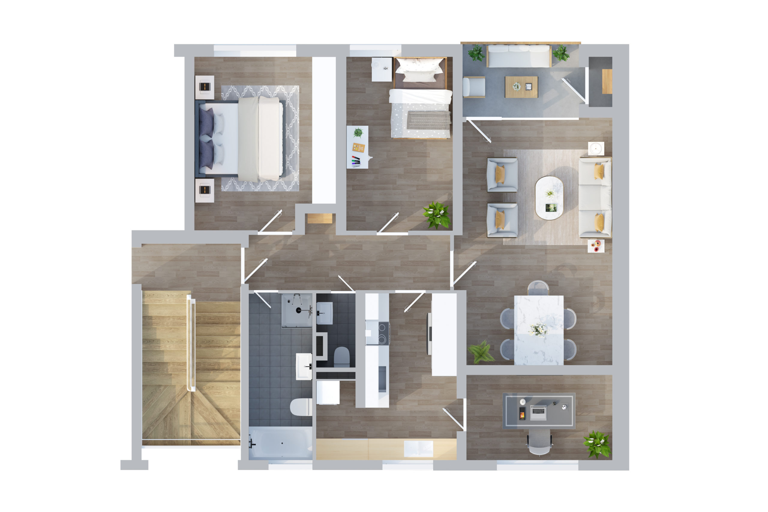 3D-Modellierter Grundriss