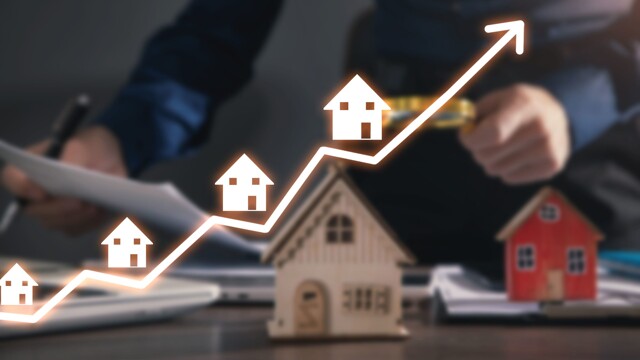Grafische Darstellung steigender Immobilienpreise