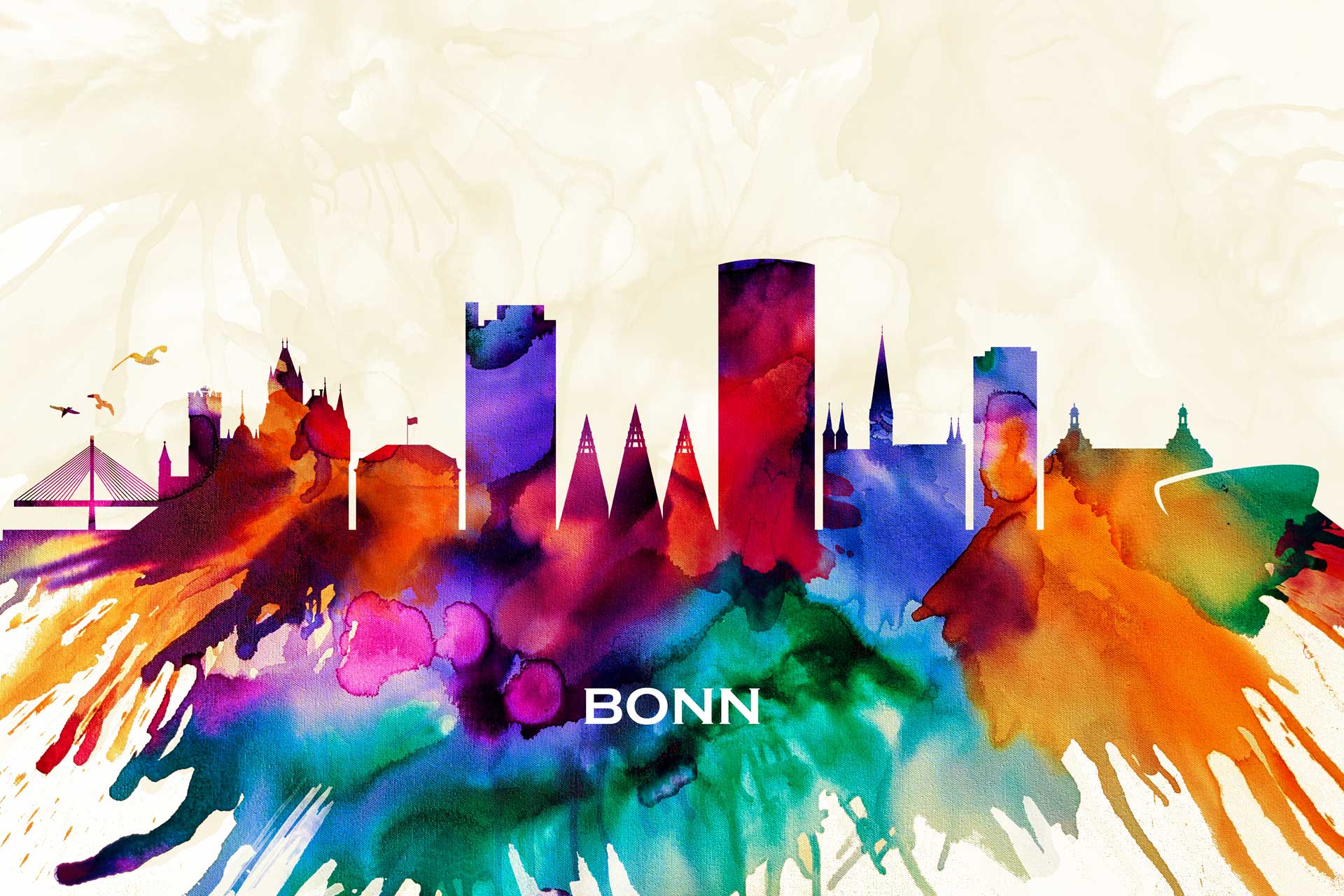Skyline von Bonn in bunten Farben als Symbol für Sommer-Events