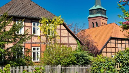 Blick auf Wohnhäuser in Hermannsburg