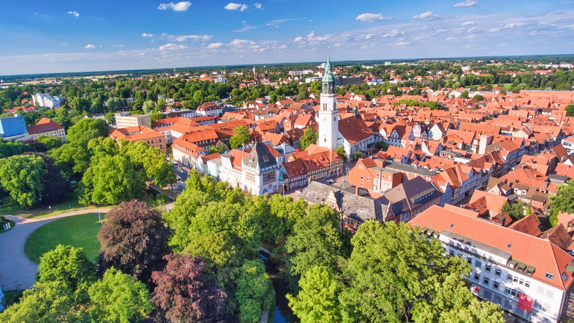 Luftansicht auf die Stadt Celle