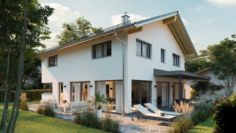 Modernes Haus von der Außenansicht
