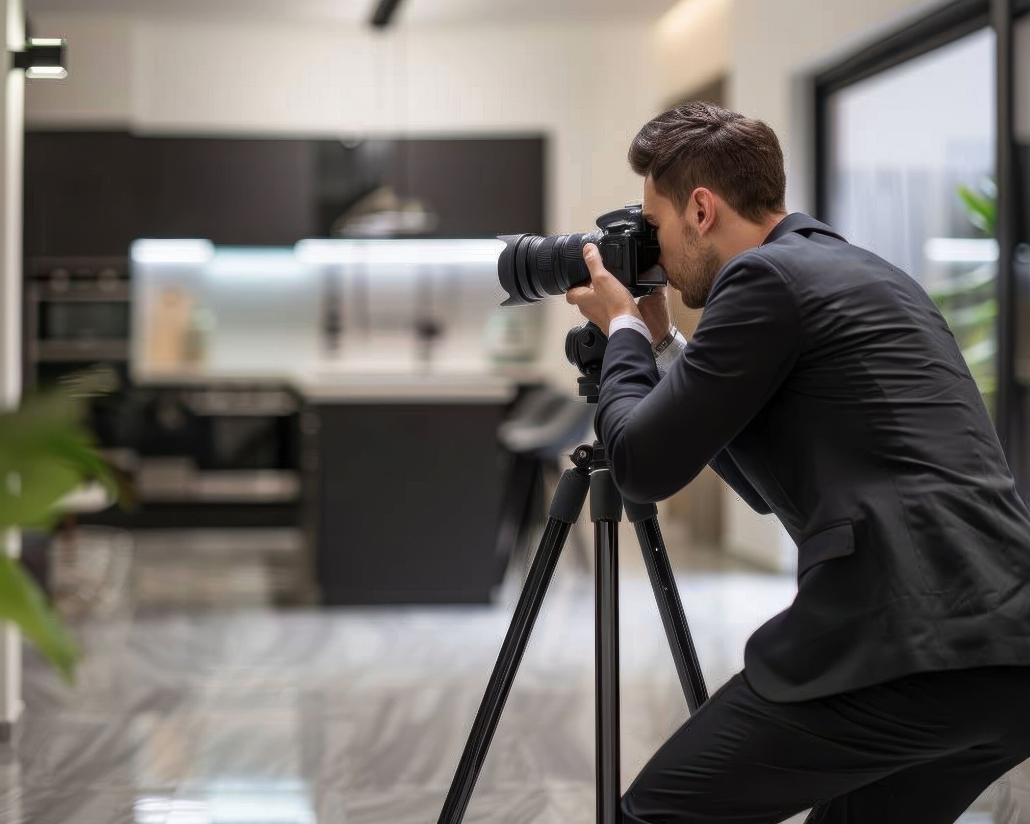 Makler fotografiert Immobilie