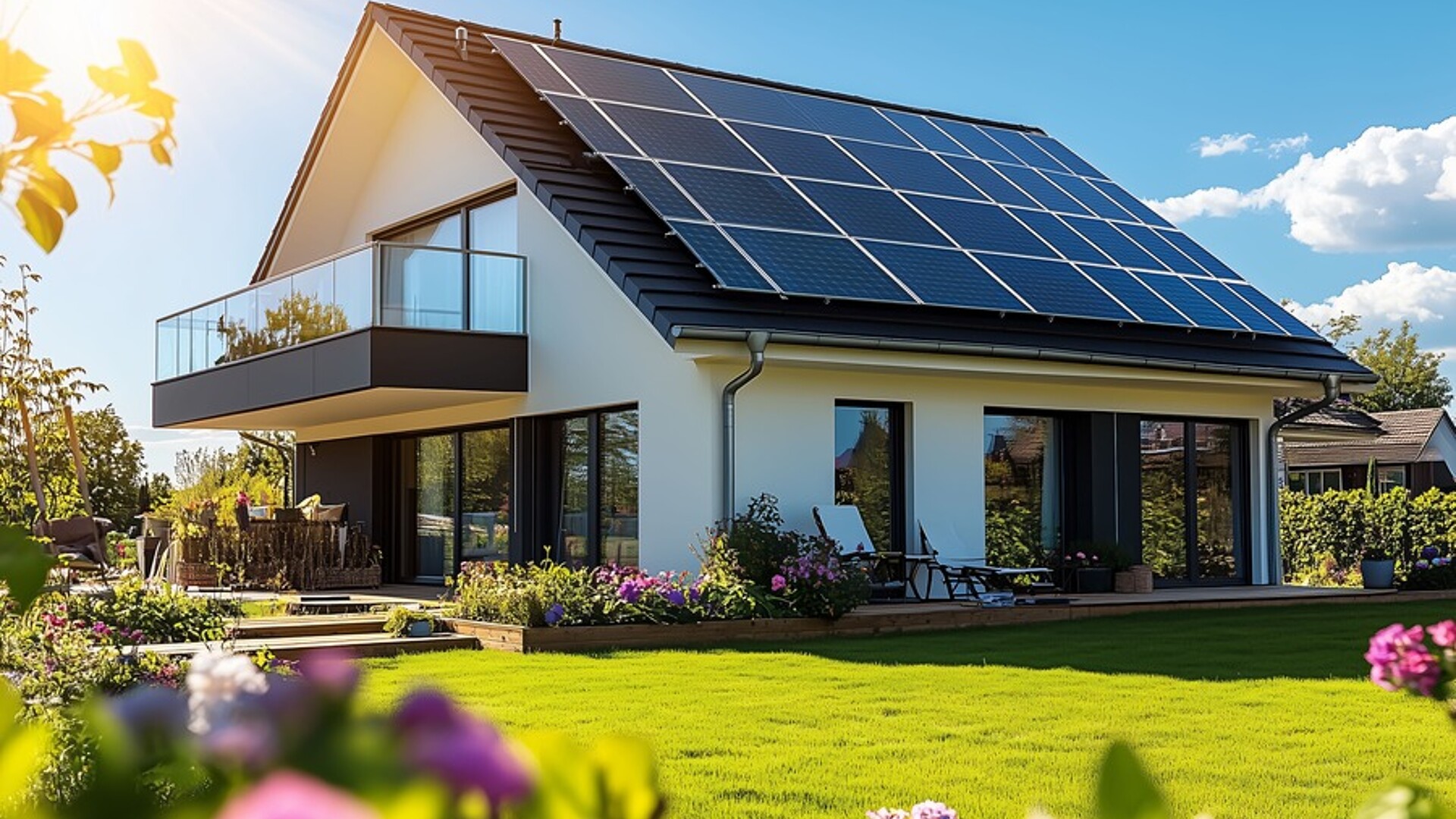 Modernes Haus mit Solarpanelen