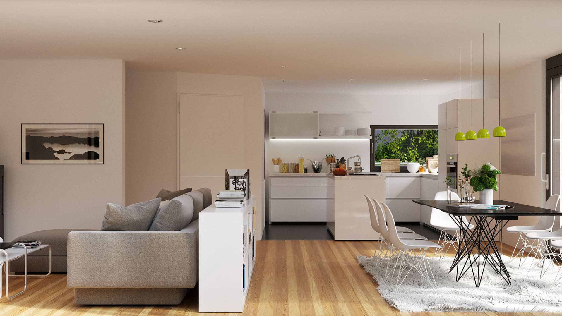 Wohnzimmer und Essbereich