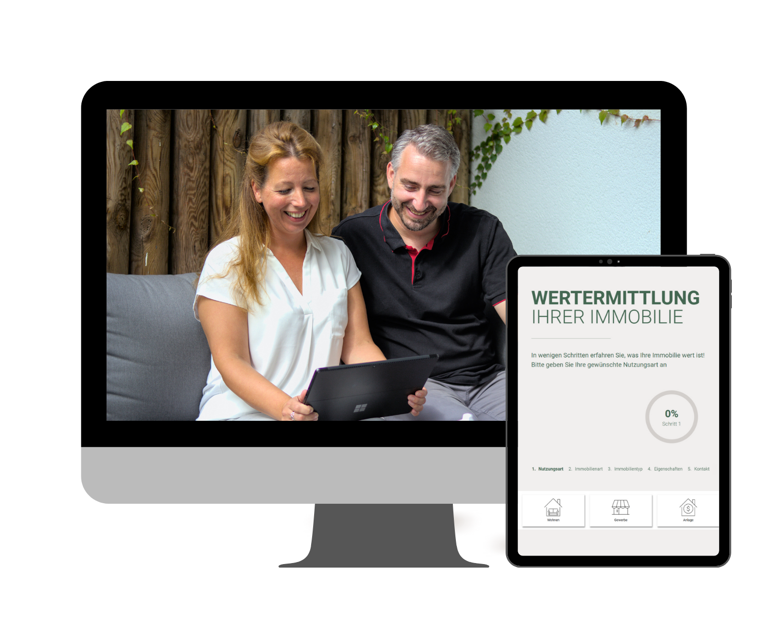 Bildschirm mit Bild von Sandra mit Kollegen