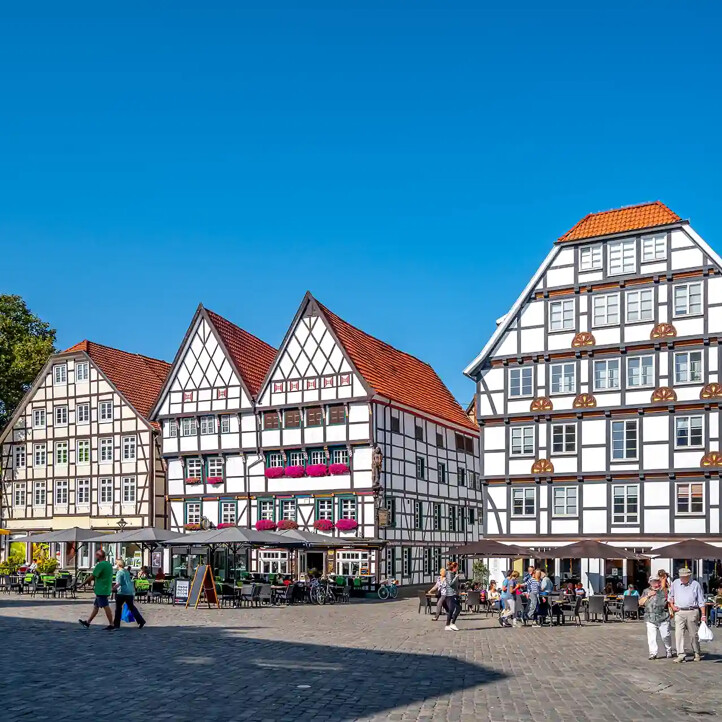Marktplatz von Soest mit Fachwerkhäusern