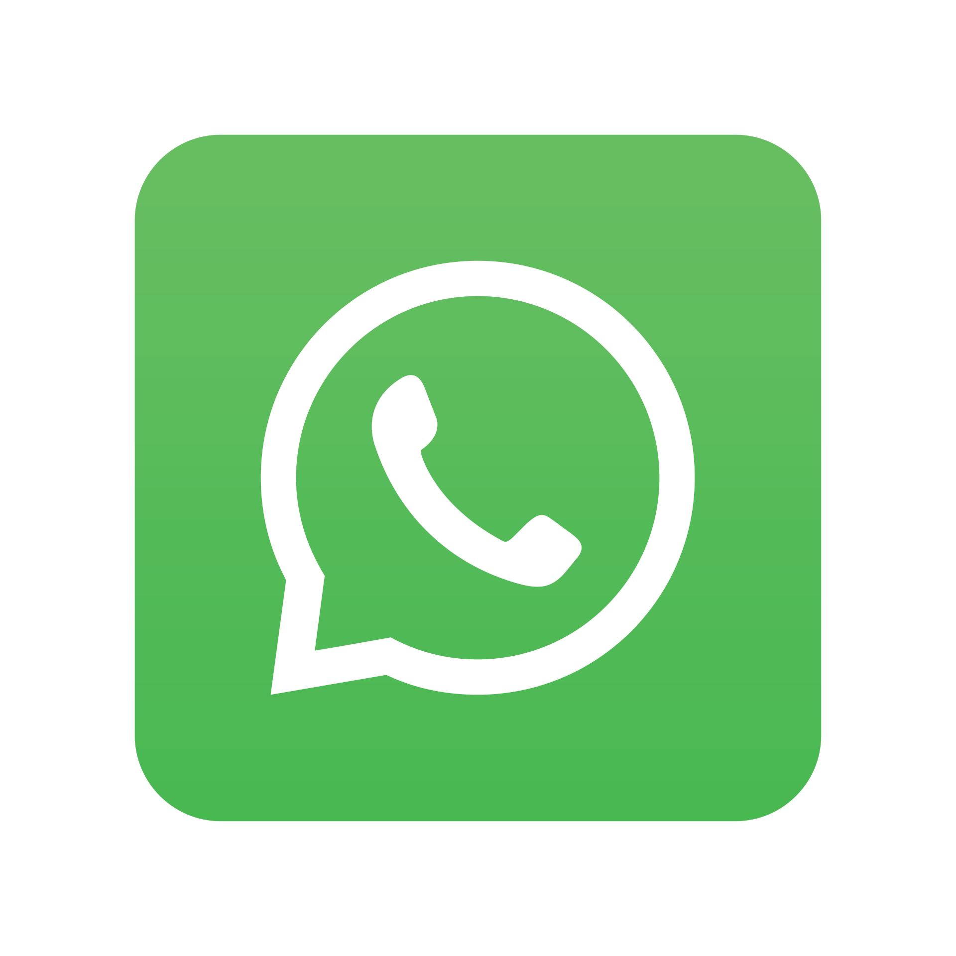 WhatsApp weiße Sprechblase und Telefon auf grünem Platz.