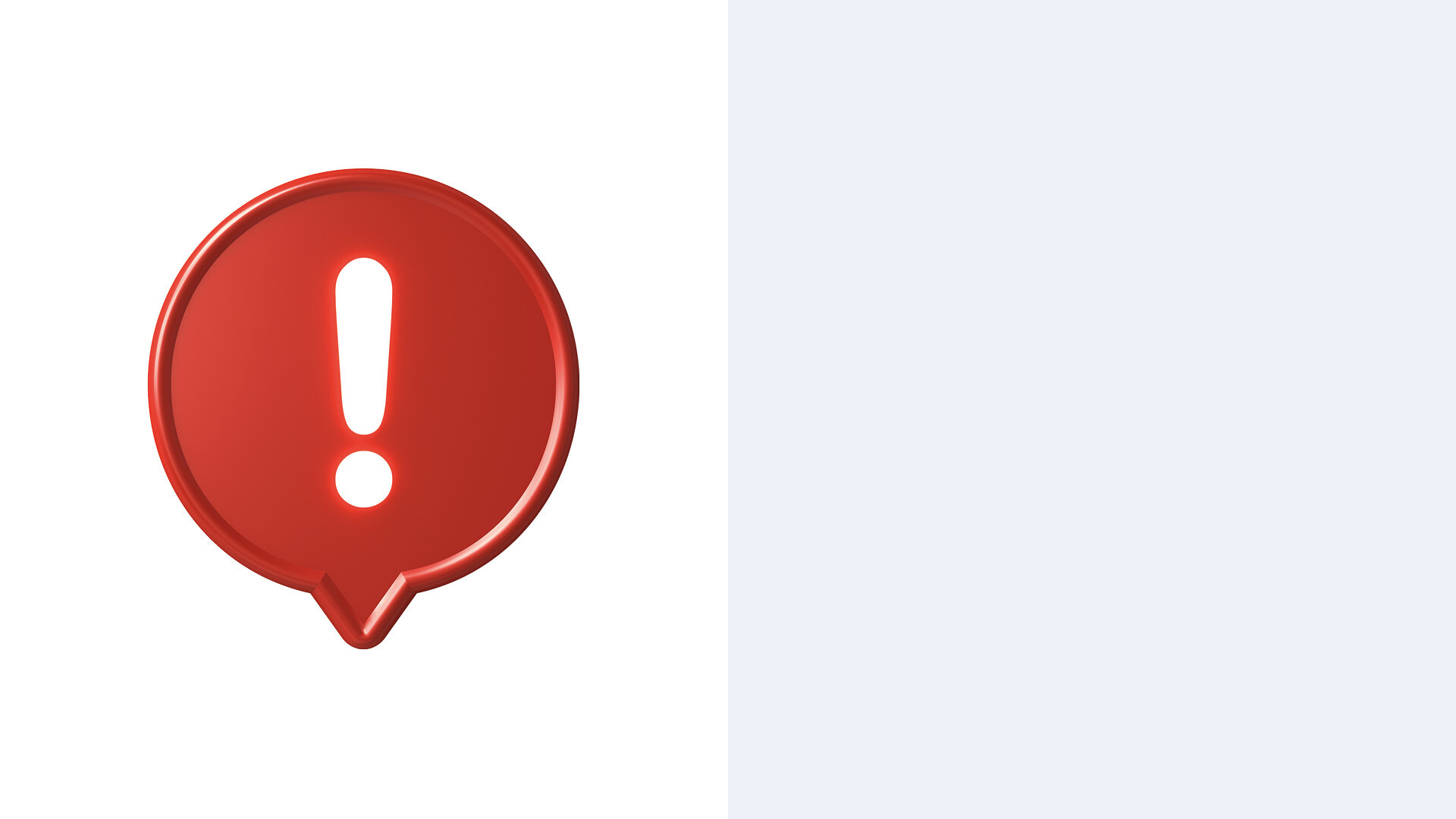 Ausrufezeichen von roter Sprechblase umgeben