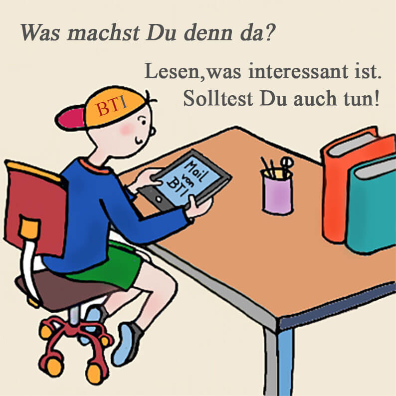 Junge liest Tipps und Trends über Immobilien